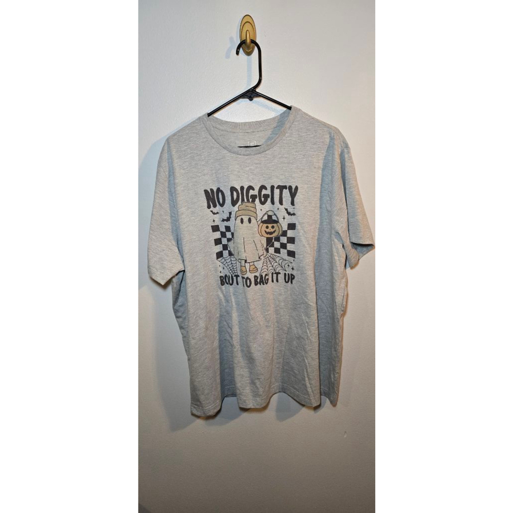 Unisex George T-shirt, Size 2XL, Gray, Halloween Graphic